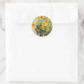 Bouquet der Sonnenblumen von Monet Impressionist Runder Aufkleber (Tasche)