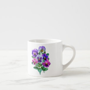 Bouquet der Violets Pansy Blume  Espressotasse