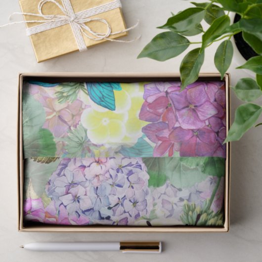 Bouquet Floral Blue Butterfly Decoupage Seidenpapier (Geschenk)