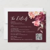 Bouquet Floral Burgundy QR-Code Details Hochzeit (Vorderseite)