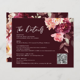 Bouquet Floral Burgundy QR-Code Details Hochzeit