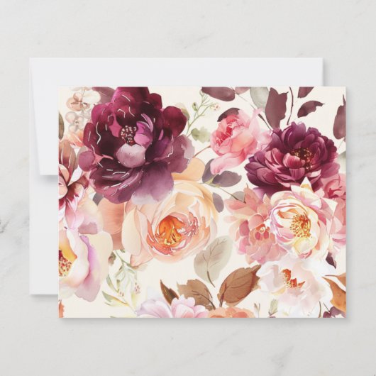 Bouquet Floral Burgundy QR-Code Details Hochzeit (Rückseite)