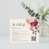 Bouquet Floral Burgundy QR-Code Details Hochzeit (Stehend Vorderseite)