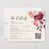 Bouquet Floral Burgundy QR-Code Details Hochzeit (Vorderseite)
