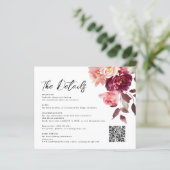 Bouquet Floral Burgundy QR-Code Details Hochzeit (Stehend Vorderseite)