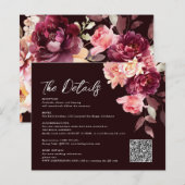 Bouquet Floral Burgundy QR code Details Wedding  (Vorne/Hinten)