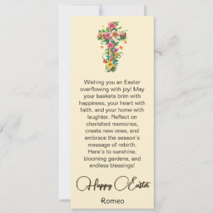 Bouquet Floral Cross Happy Ostercard Feiertagskarte