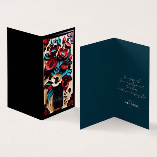 Bouquet Floral Folk Art Beileid Danke C (Innenseite und Außenseite)