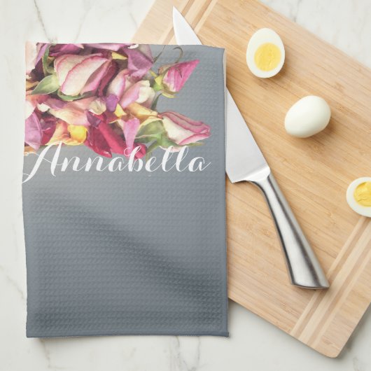 Bouquet Geschirrtuch (Viertel Falte)