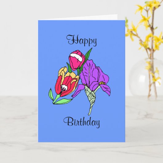 Bouquet, Happy, Geburtstag Karte (Gelbe Blume)