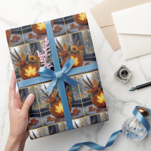 Bouquet im Herbst in einem Orangen Kürbis Geschenkpapier