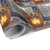 Bouquet im Herbst in einem Orangen Kürbis Geschenkpapier (Rolleneckpunkt)