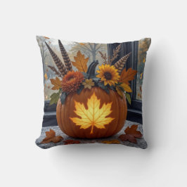 Bouquet im Herbst in einem Orangen Kürbis Kissen