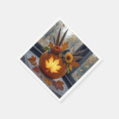 Bouquet im Herbst in einem Orangen Kürbis Serviette (Ecke)