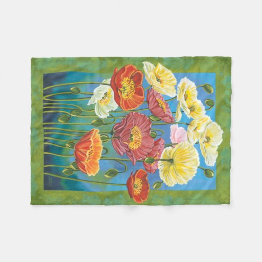 Bouquet in Border I Fleecedecke (Vorderseite (Horizontal))