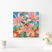 Bouquet in Border II Quadratische Wanduhr (Zuhause)