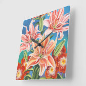 Bouquet in Border II Quadratische Wanduhr (Winkel)