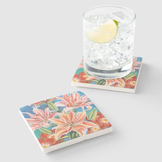 Bouquet in Border II Steinuntersetzer (Seitenansicht)