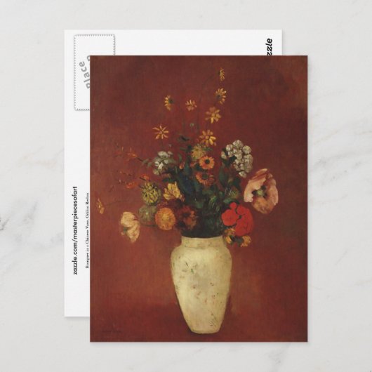 Bouquet in einer chinesischen Vase, Odilon Redon F Postkarte (Vorne/Hinten)