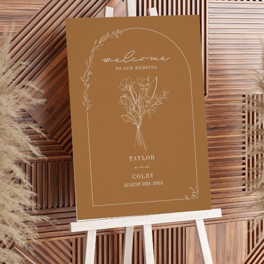 Bouquet Line Art Goldenrod Gelb Poster