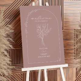 Bouquet Line Art Mute Pink Poster