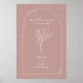 Bouquet Line Art Mute Pink Poster (Vorne)