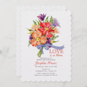 Bouquet mit Blauer Schleife und Einladung (Vorne/Hinten)