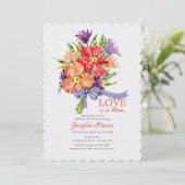 Bouquet mit Blauer Schleife und Einladung (Stehend Vorderseite)