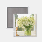 Bouquet mit Frühlingsblumen, Lilien aus dem Tal Magnet (Vorderseite/Rückseite)