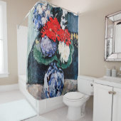 Bouquet mit Little Delft, Paul Cezanne Duschvorhang (Beispiel)