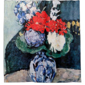 Bouquet mit Little Delft, Paul Cezanne Duschvorhang (Vorderseite)