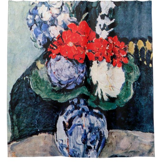 Bouquet mit Little Delft, Paul Cezanne Duschvorhang (Vorderseite)