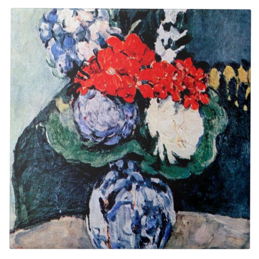 Bouquet mit Little Delft, Paul Cezanne Fliese (Vorderseite)