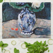 Bouquet mit Little Delft, Paul Cezanne Geschirrtuch (Gefaltet)