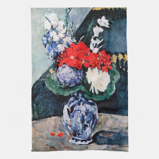 Bouquet mit Little Delft, Paul Cezanne Geschirrtuch (Vertikal)