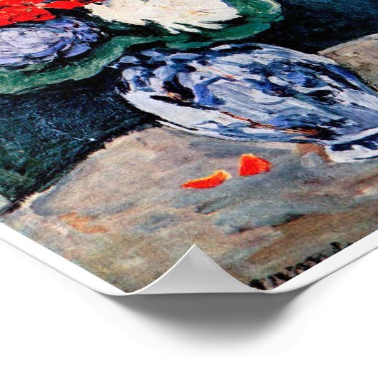 Bouquet mit Little Delft, Paul Cezanne Poster (Ecke)