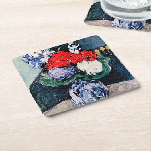 Bouquet mit Little Delft, Paul Cezanne Rechteckiger Pappuntersetzer (angewinkelt)