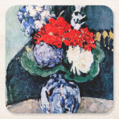 Bouquet mit Little Delft, Paul Cezanne Rechteckiger Pappuntersetzer (Vorderseite)