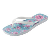 Bouquet mit rosa Blume Flip Flops Badesandalen (Schrägansicht)