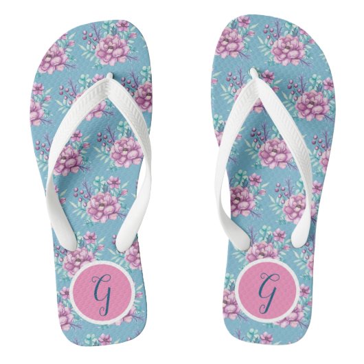 Bouquet mit rosa Blume Flip Flops Badesandalen (Fußbett)