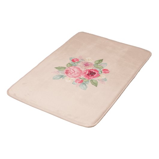 Bouquet mit rosa gestrichenen Rosen Badematte (Schrägansicht)