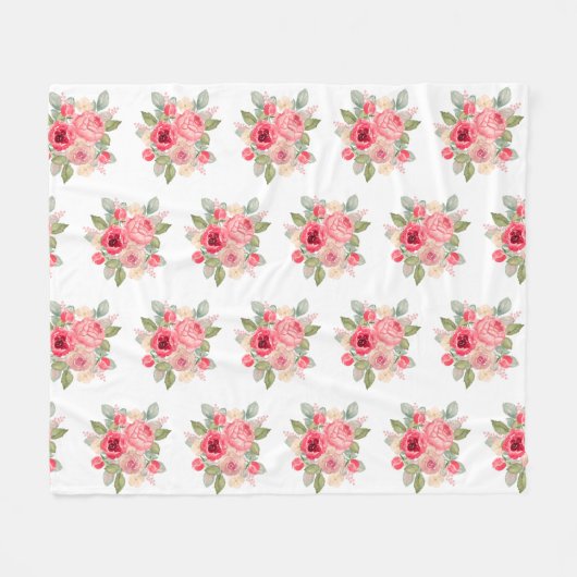 Bouquet mit rosa gestrichenen Rosen Fleecedecke (Vorderseite (Horizontal))