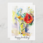 Bouquet mit rotem Mohn Feiertagskarte (Vorne/Hinten)