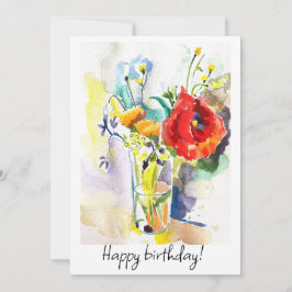 Bouquet mit rotem Mohn Feiertagskarte