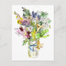 Bouquet mit sommerlichen Blume. Aquarellskizze