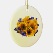 Bouquet mit Sonnenblumen und Lila Statice Keramik Ornament (Rechts)