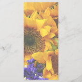 Bouquet mit Sonnenblumen und Lila Statice Menükarte (Rückseite)