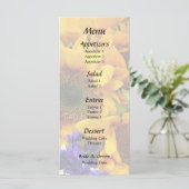 Bouquet mit Sonnenblumen und Lila Statice Menükarte (Stehend Vorderseite)