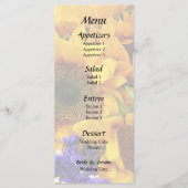 Bouquet mit Sonnenblumen und Lila Statice Menükarte (Vorderseite)