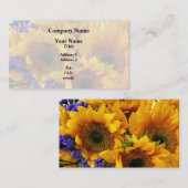 Bouquet mit Sonnenblumen und Lila Statice Visitenkarte (Vorne/Hinten)